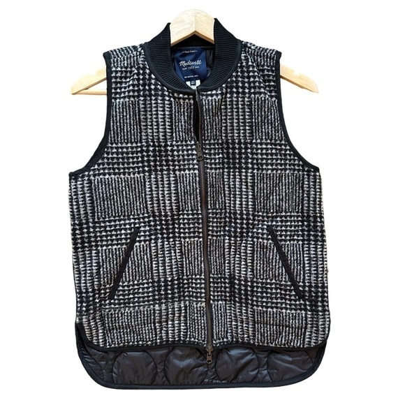 Madewell‎ Black Plaid Copeland Reversible Vest Preppy Minimalist Neutral Size XS - Picture 1 of 4